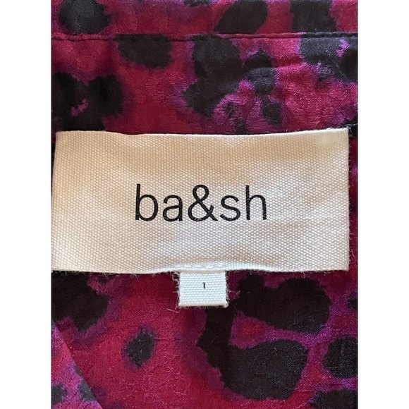 Ba&Sh Button Up Long Sleeve Collared Blouse Fuchsia Pink Blue 6 Small - Picture 5 of 8